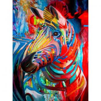 Rhinestone Zebra 5D Embroidery Set, 20x30 cm, Full Circle Drill
