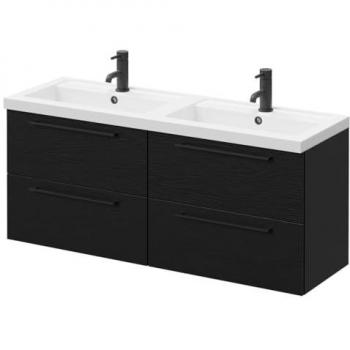 Nero Oak 1200mm Vanity Unit with Double Basin and 4 Drawers