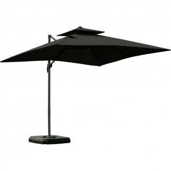 Outsunny 3x3m Garden Cantilever Sunshade – Crank & Tilt Mechanism, 360° Rotating Square Umbrella