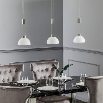 Laurena Long Nickel 3-Bulb LED Hanging Lamp