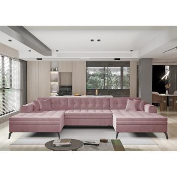 Canapé Convertible Romy en Velours avec Finition Métal Noir-Rose