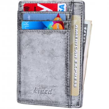 Kinzd Slim Leather RFID Blocking Card Holder