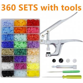 DIY Sewing U Shape Snap Pliers with 360 Plastic Button Sets