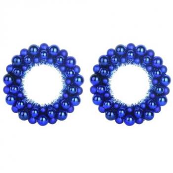 Couronnes Festives de Boules de Noël 2 pcs Bleu 33 x 33 x 7 cm