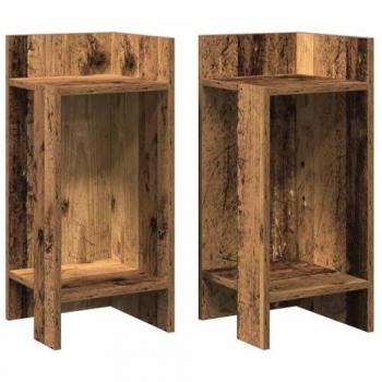 Set of 2 Vintage Wood Side Tables with Shelf 25.5x27x60 cm