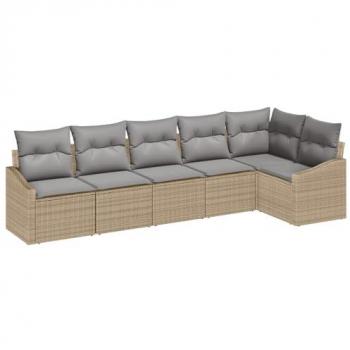 VidaXL Garten‑Sofa‑Set „Poly‑Rattan Comfort“ – 6 Teile, Beige/hellgrau