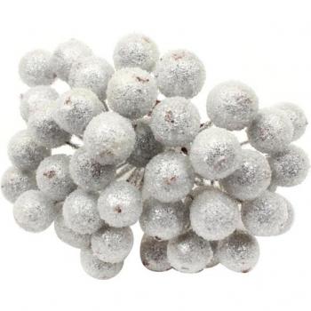 40pcs Red Frosted Holly Berry Sprays for Decor