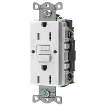 Hubbell White GFCI Twin Socket with Protective Plate