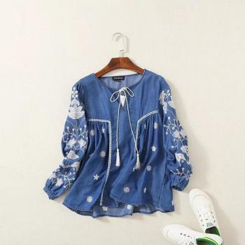 Camisa de Manga Larga Vaquero Estilo Seda