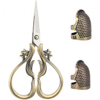 3 Piece Vintage Scissors and Thimble Set for Sewing and Cross Stitch