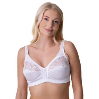 Non‑Wired 38D Soft Cup Bra with Lace Accent (White)
