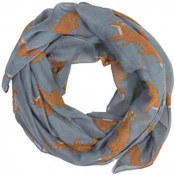 Women’s Lightweight Fox Print Wrap Scarf (Charcoal Grey)