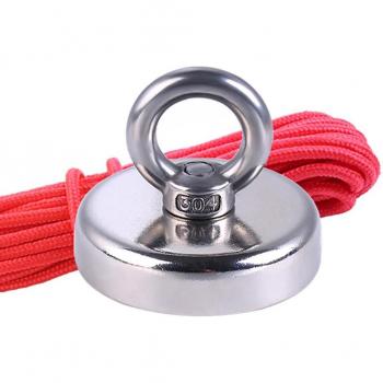 Neodymium Magnet with Eyebolt and Countersunk Hole, 110Kg Pulling Force for Fishing