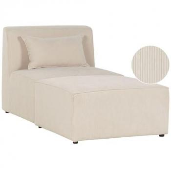 Chaise Lounge Moderna de Pana Beige Tapizada en Dos Piezas Lemvig