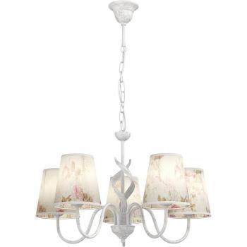 Tessuto Bianco Aleksis Lampadario 5 Bracci