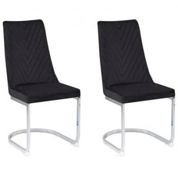 Set of 2 Black Armless High Back Velvet Chairs