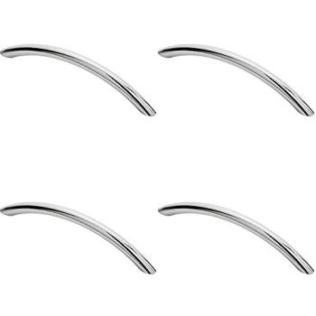 Chrome Curved Bow Cabinet Pulls – 4 Pieces, 153 mm Length, 10 mm Diameter, 128 mm Fixing Centres