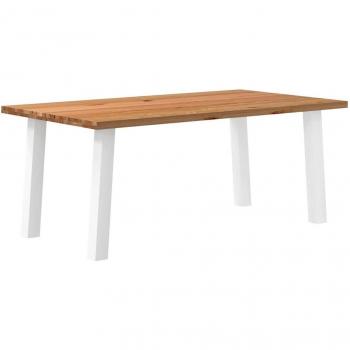 Light Brown Oak Dining Table Vida XL 180x100x74 cm Solid Wood Rectangular