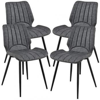 Chaises de Salle à Manger Similicuir Polyuréthane Gris Foncé