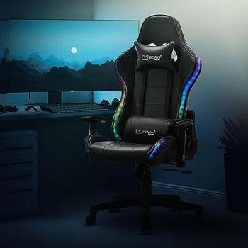 ML-DESIGN Gaming-Stuhl Drehstuhl mit RGB LED-Beleuchtung & Bluetooth-Lautsprechern Bürostuhl (Komplett-Set, 1 St), Computerstuhl Sessel aus Kunstleder mit Rückenkissen und Kopfstütze