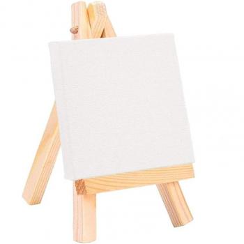 Chevalet en bois naturel avec toile pour bricolage