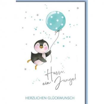 Babyfreude: Pinguin-Karte mit Umschlag