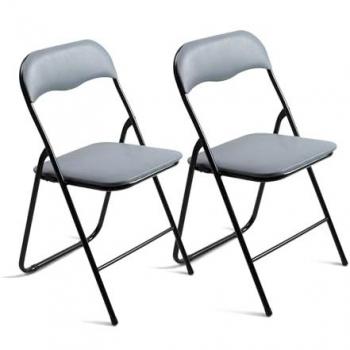 Set de Sillas Plegables Metálicas y PVC con Accesorio Acolchado – Versión Negra