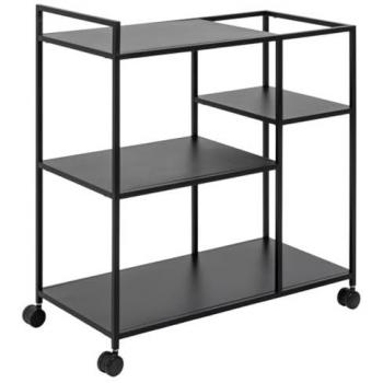 Svart metallvagn med 3 hyllor