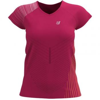 Camiseta Deportiva Compressport Roja Manga Corta