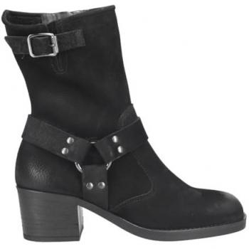 Paul Green Damen Stiefelette Rauleder Schwarz Blockabsatz EU 40,5