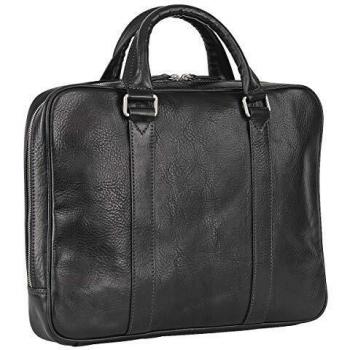 Leonhard Heyden Bergamo Black Leather Briefcase for Laptops