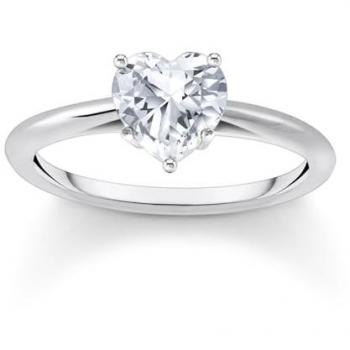 Thomas Sabo Ring mit weißem Stein in Herzform Silber weiß TR2476-051-14-56