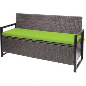 Elegante Poly-Rattan Sitzbank mit Kissen und Stauraum