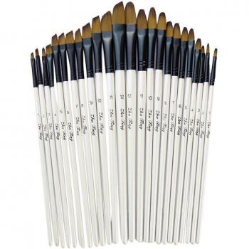 12 Flat Tip Brushes for Acrylic Painting