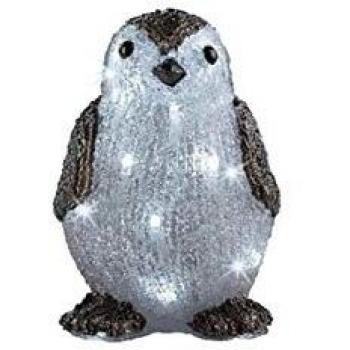 PINGUINO ACRILICO 24 LED DA ESTERNO BIANCO FREDDO h.20CM