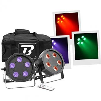 BoomToneDJ FlatPAR 5X5W 4in1 Set RGB-UV Lot de 2 éclairages de scène