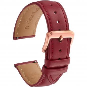 Bracelet Calum Rapide Dégagement – 18 mm, Cuir Rouge Rose