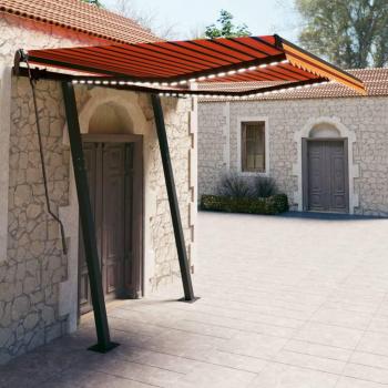 Tente solaire manuelle rétractable avec LED 3x2,5 m orange et marron