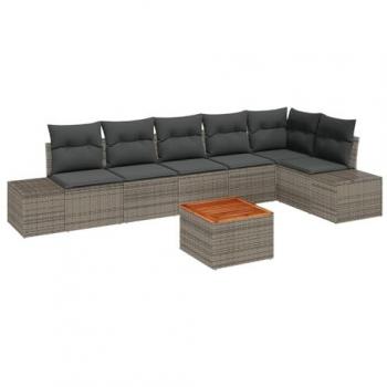 Set di Mobili da Giardino 7 Pezzi con Cuscini Grigi