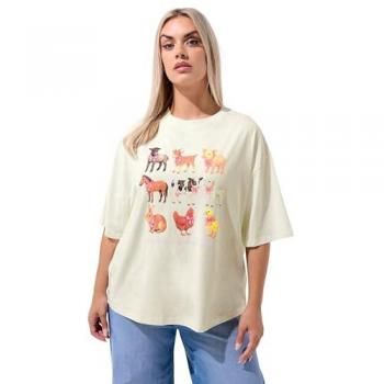 Women's Cream Farm Animal T-Shirt, XXL Comfort – Size 14