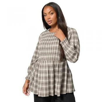 Unsere Kurve Unsere Kurve Grau geflirtetes strukturierte Check-Tops