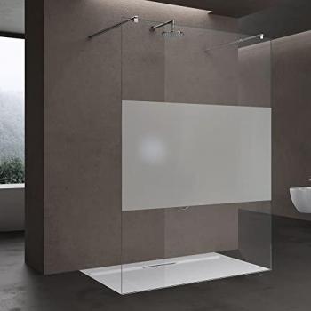 Douche Italienne Verre Transparent 140cm avec 2 Stabilisateurs