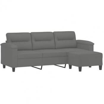 VidaXL 3-Sitzer-Sofa mit Hocker in Dunkelgrau