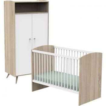 Bebé Lit 60x120 con Armario Sauthon Acceso: Blanco y Madera