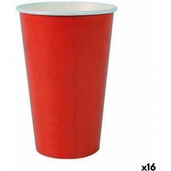 Vasos Desechables de Cartón Rojo 450 ml (16 Unidades)