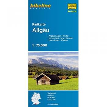 Bikeline Radkarte Allgäu. Kempten (Allgäu), Isny im Allgäu, Wangen im Allgäu, Immenstadt, Unterallgäu, Illertal, Nagelfluhkette, Radrunde Allgäu (BAY18) 1 : 75 000, UTM-Netz, wasserfest/reißfest