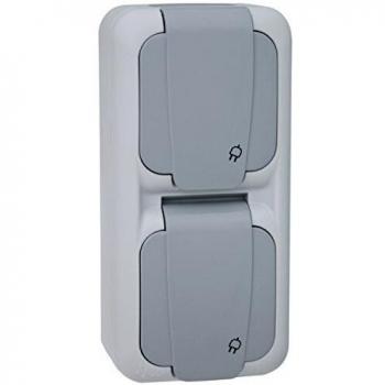 Viko Steckdose 2-fach senkrecht IP54 grau