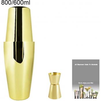 Rose Gold 550ml Shaker and Jigger Measuring Cup Set