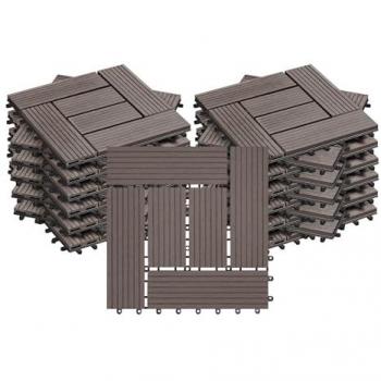 Carrelage Extérieur WPC 30x30cm, Jardin Terrasse, Fixation par Clic, 22 Dalles Café, 2 m² Total, WOLTU Modèle GTF004co-2