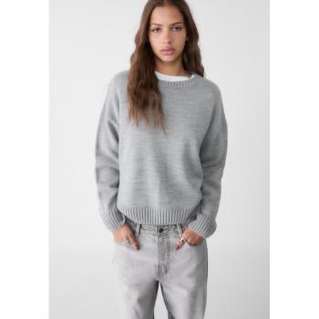 Stradivarius Melierter Strickpullover mit Rundhalsausschnitt M